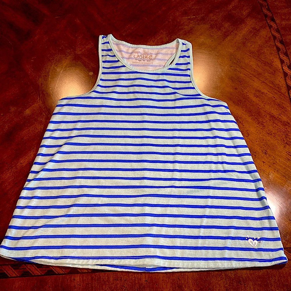 Blue striped workout tank top